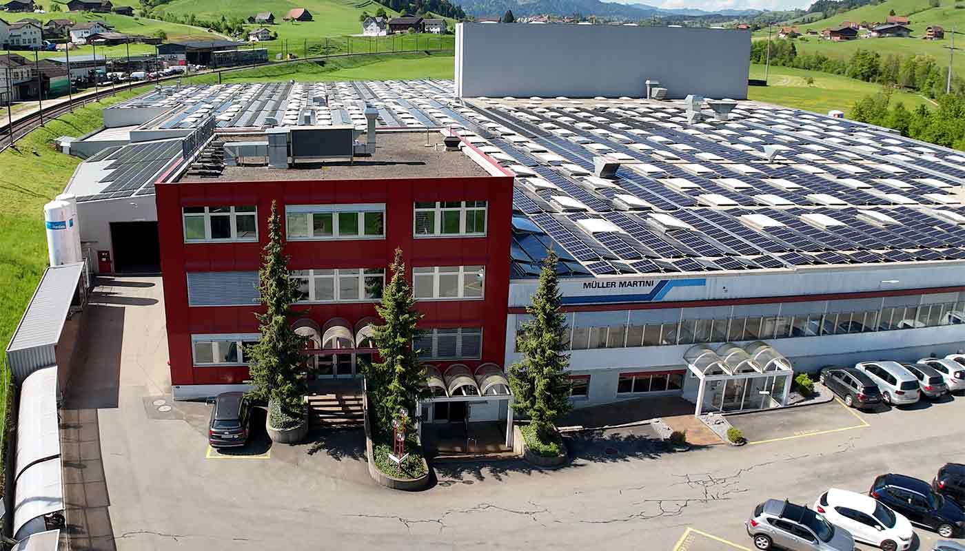 Konakt-ueber-uns-header-neu Müller Martini Manufacturing Eingang, Vogelperspektive.